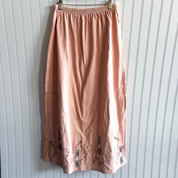 Barclay Blue Fish Lagenlook South Eiffel Tower Graphic Paris France Midi Skirt 1 - Picture 1 of 5